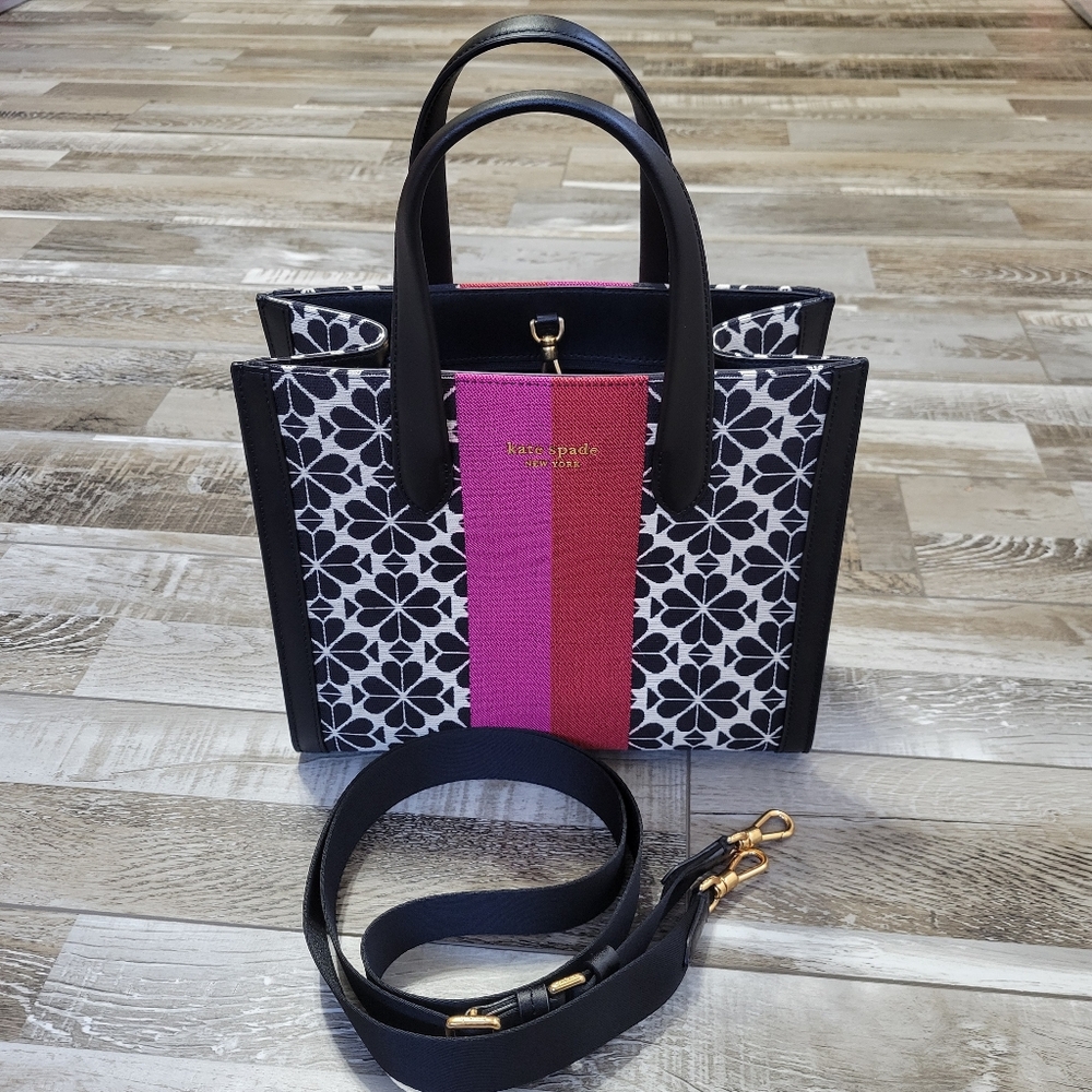 Kate Spade Flower Jacquard Manhattan Stripe Small Tote